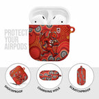 St. George Illawarra Dragons AirPods Case Aboriginal Dot Pattern - Rugby Mascot Heritage Pride
