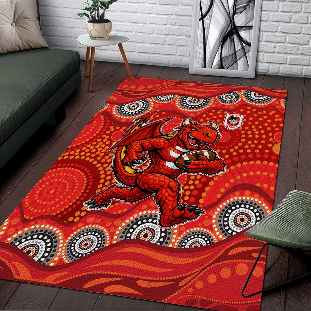 St. George Illawarra Dragons Area Rug Aboriginal Dot Pattern - Rugby Mascot Heritage Pride