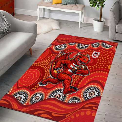 St. George Illawarra Dragons Area Rug Aboriginal Dot Pattern - Rugby Mascot Heritage Pride