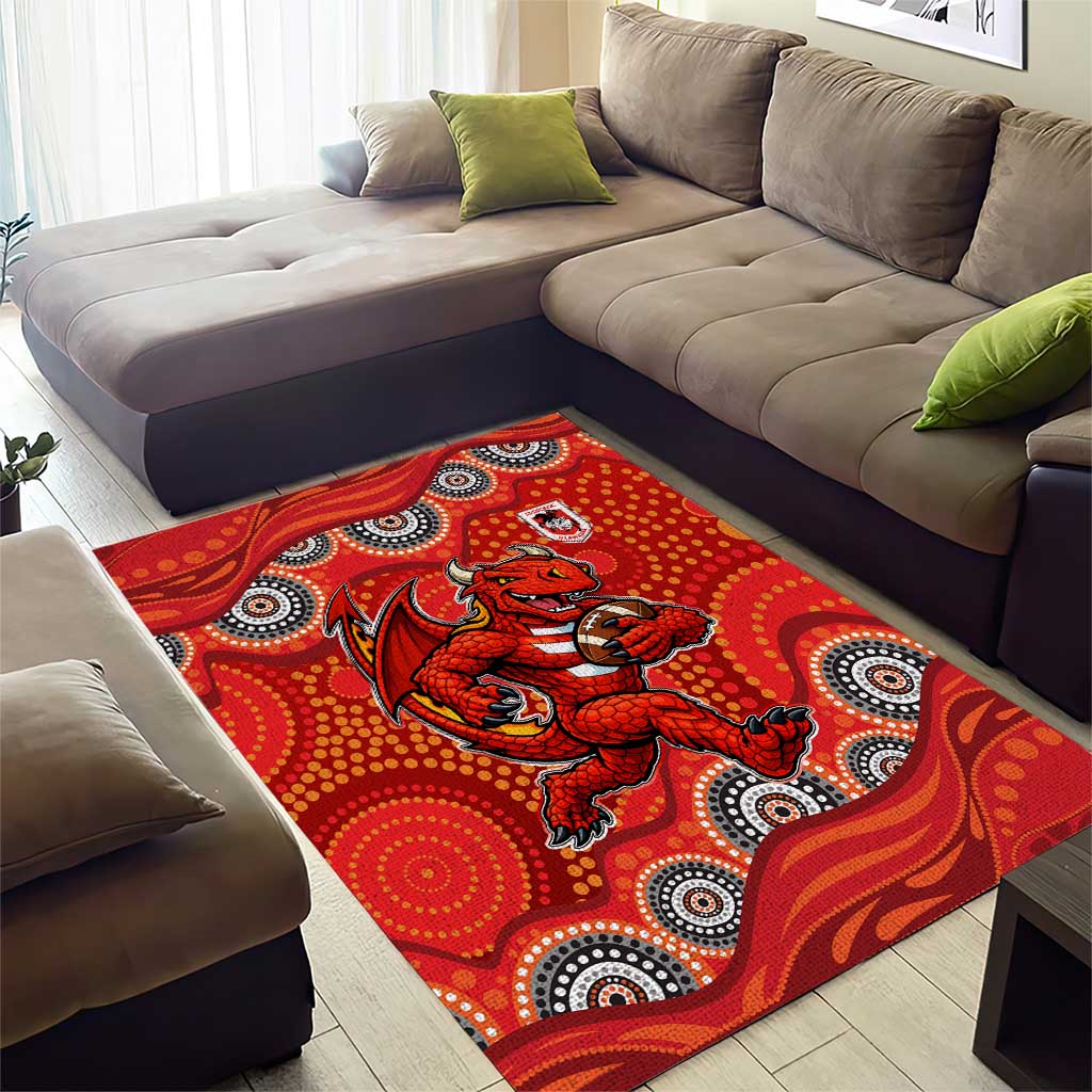 St. George Illawarra Dragons Area Rug Aboriginal Dot Pattern - Rugby Mascot Heritage Pride