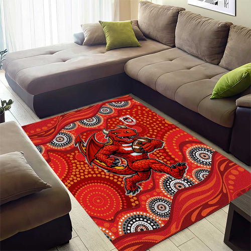 St. George Illawarra Dragons Area Rug Aboriginal Dot Pattern - Rugby Mascot Heritage Pride