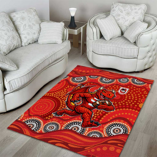 St. George Illawarra Dragons Area Rug Aboriginal Dot Pattern - Rugby Mascot Heritage Pride