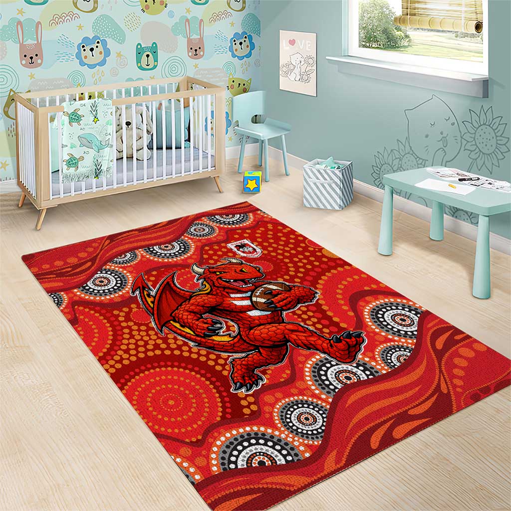 St. George Illawarra Dragons Area Rug Aboriginal Dot Pattern - Rugby Mascot Heritage Pride
