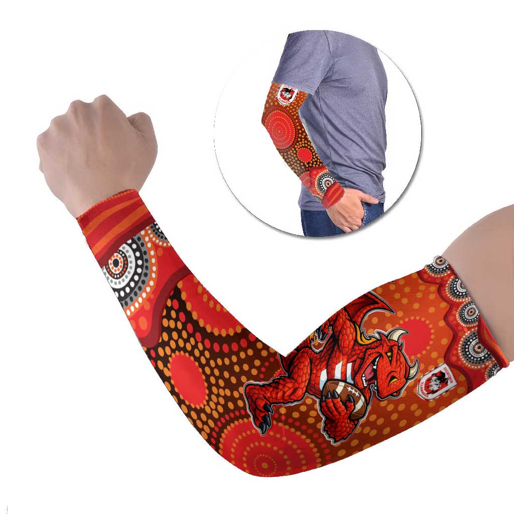 St. George Illawarra Dragons Arm Sleeves Aboriginal Dot Pattern - Rugby Mascot Heritage Pride