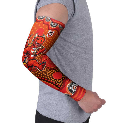 St. George Illawarra Dragons Arm Sleeves Aboriginal Dot Pattern - Rugby Mascot Heritage Pride
