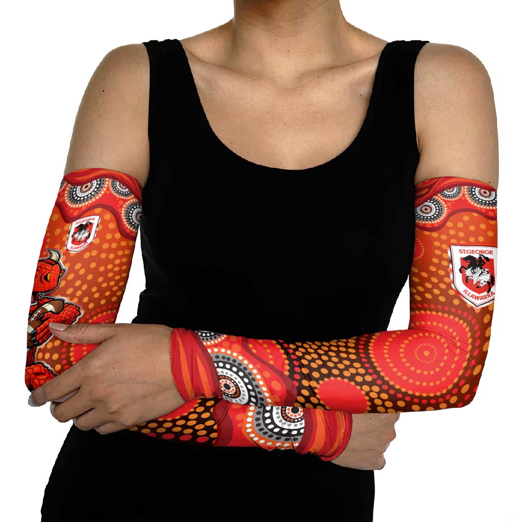 St. George Illawarra Dragons Arm Sleeves Aboriginal Dot Pattern - Rugby Mascot Heritage Pride
