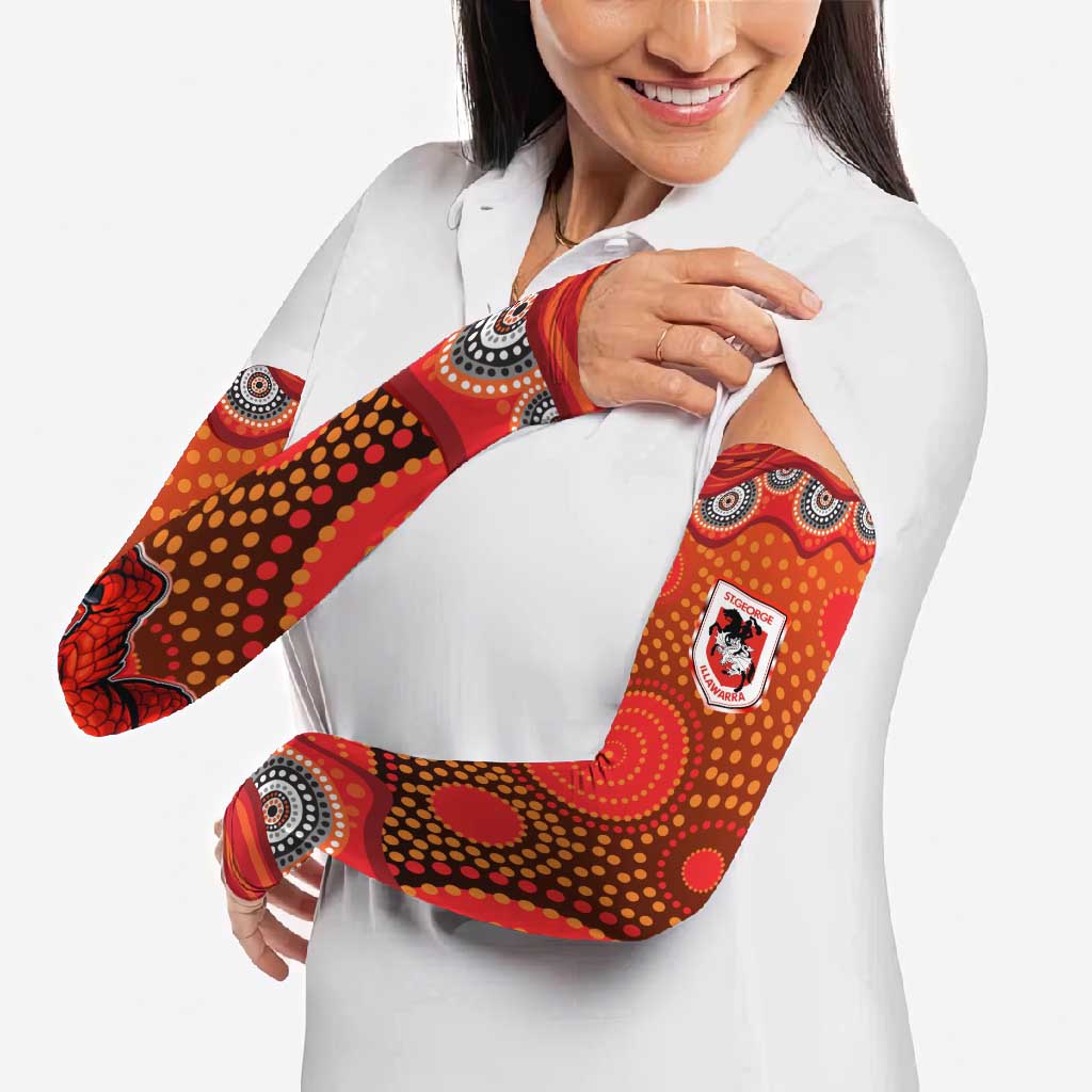 St. George Illawarra Dragons Arm Sleeves Aboriginal Dot Pattern - Rugby Mascot Heritage Pride