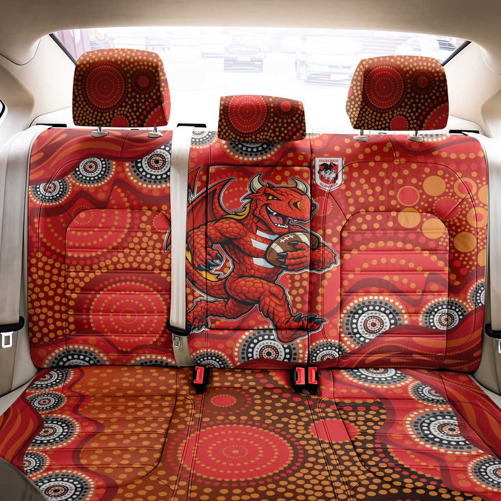 St. George Illawarra Dragons Back Car Seat Cover Aboriginal Dot Pattern - Rugby Mascot Heritage Pride