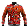 St. George Illawarra Dragons Baseball Jacket Aboriginal Dot Pattern - Rugby Mascot Heritage Pride