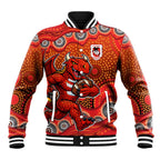 St. George Illawarra Dragons Baseball Jacket Aboriginal Dot Pattern - Rugby Mascot Heritage Pride