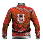 St. George Illawarra Dragons Baseball Jacket Aboriginal Dot Pattern - Rugby Mascot Heritage Pride