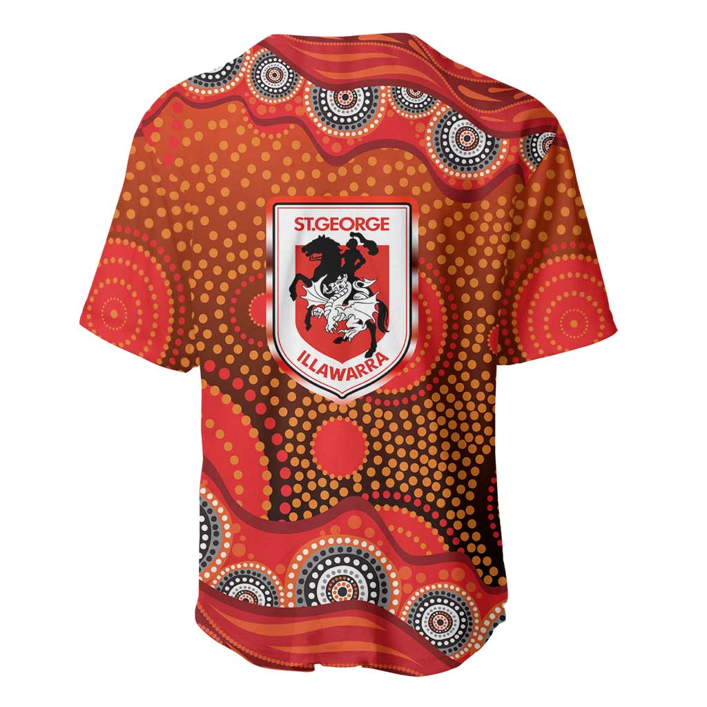 St. George Illawarra Dragons Baseball Jersey Aboriginal Dot Pattern - Rugby Mascot Heritage Pride