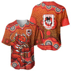 St. George Illawarra Dragons Baseball Jersey Aboriginal Dot Pattern - Rugby Mascot Heritage Pride