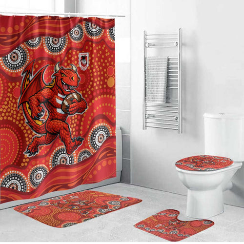 St. George Illawarra Dragons Bathroom Set Aboriginal Dot Pattern - Rugby Mascot Heritage Pride
