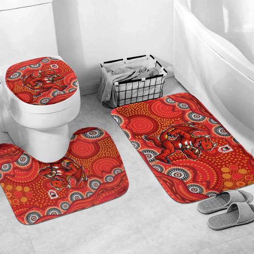 St. George Illawarra Dragons Bathroom Set Aboriginal Dot Pattern - Rugby Mascot Heritage Pride