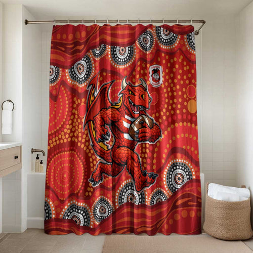 St. George Illawarra Dragons Bathroom Set Aboriginal Dot Pattern - Rugby Mascot Heritage Pride