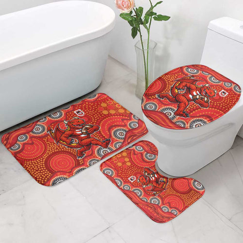 St. George Illawarra Dragons Bathroom Set Aboriginal Dot Pattern - Rugby Mascot Heritage Pride