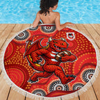 St. George Illawarra Dragons Beach Blanket Aboriginal Dot Pattern - Rugby Mascot Heritage Pride