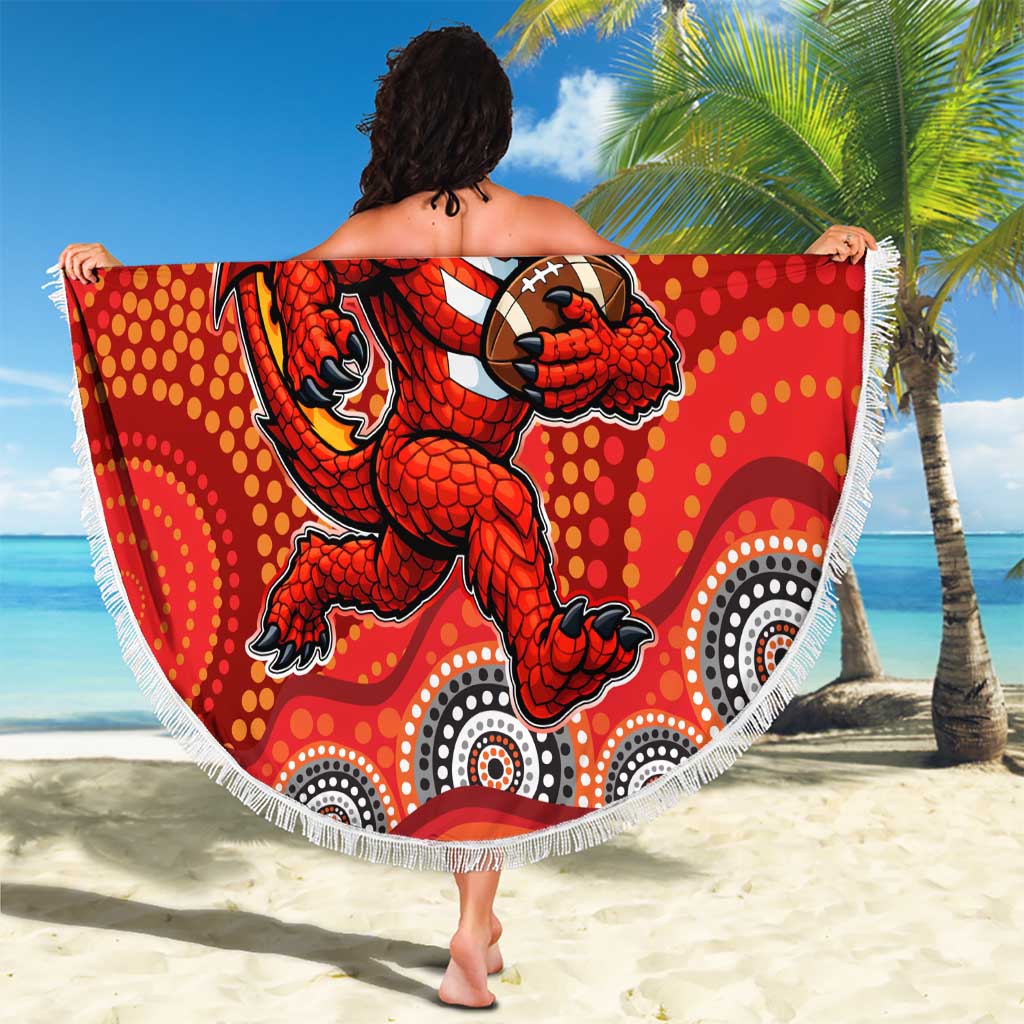 St. George Illawarra Dragons Beach Blanket Aboriginal Dot Pattern - Rugby Mascot Heritage Pride