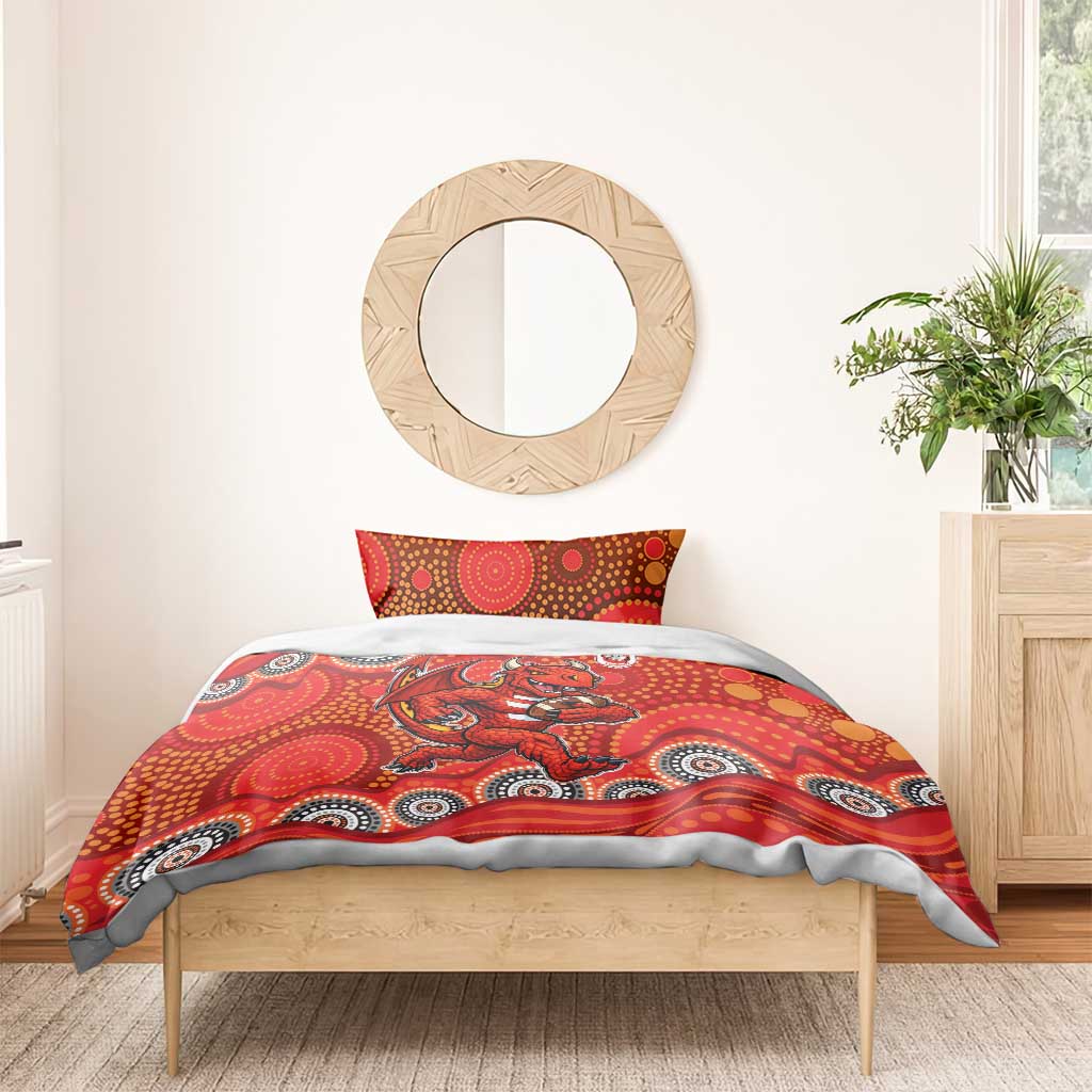 St. George Illawarra Dragons Bedding Set Aboriginal Dot Pattern - Rugby Mascot Heritage Pride