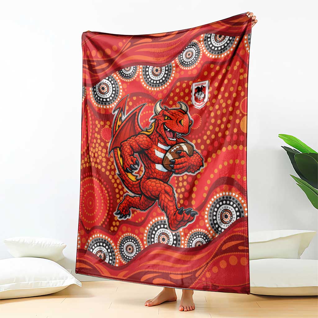 St. George Illawarra Dragons Blanket Aboriginal Dot Pattern - Rugby Mascot Heritage Pride