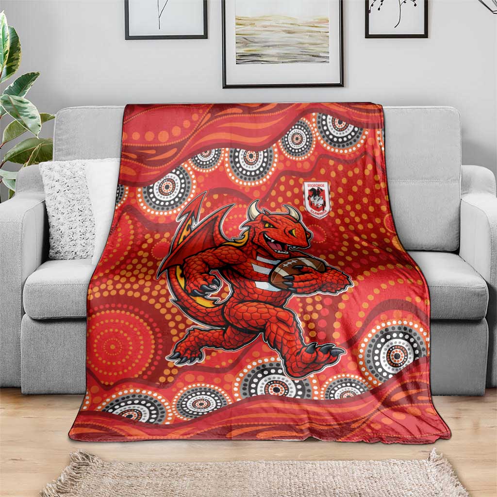 St. George Illawarra Dragons Blanket Aboriginal Dot Pattern - Rugby Mascot Heritage Pride