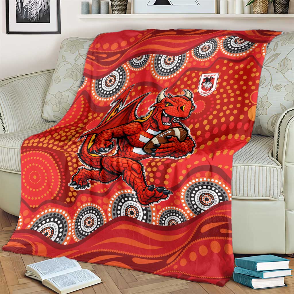 St. George Illawarra Dragons Blanket Aboriginal Dot Pattern - Rugby Mascot Heritage Pride