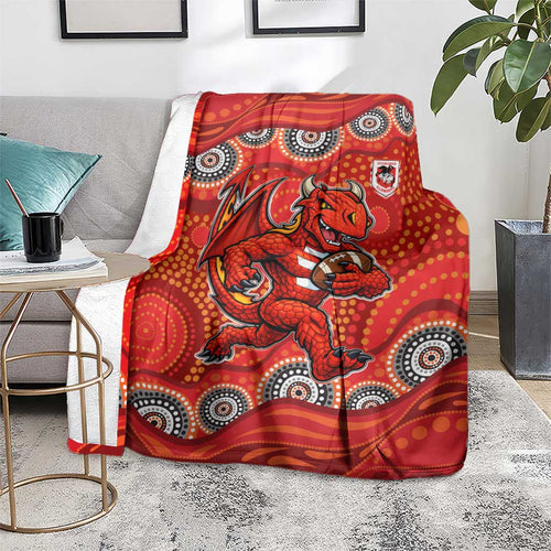 St. George Illawarra Dragons Blanket Aboriginal Dot Pattern - Rugby Mascot Heritage Pride