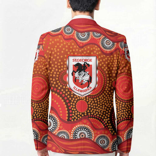 St. George Illawarra Dragons Blazer Aboriginal Dot Pattern - Rugby Mascot Heritage Pride