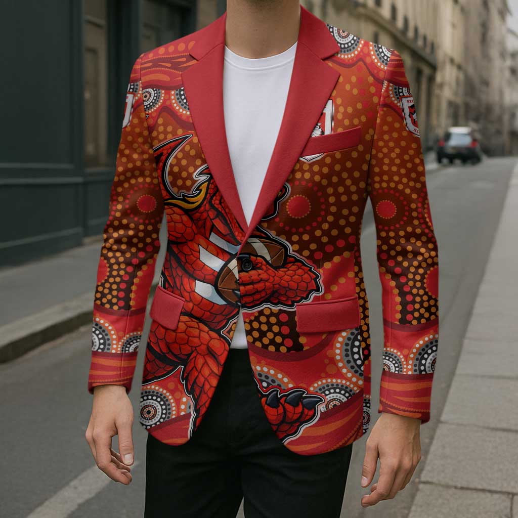 St. George Illawarra Dragons Blazer Aboriginal Dot Pattern - Rugby Mascot Heritage Pride