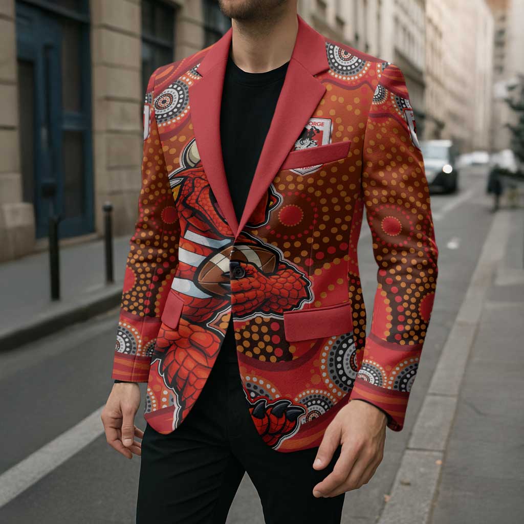 St. George Illawarra Dragons Blazer Aboriginal Dot Pattern - Rugby Mascot Heritage Pride