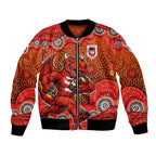 St. George Illawarra Dragons Bomber Jacket Aboriginal Dot Pattern - Rugby Mascot Heritage Pride