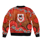 St. George Illawarra Dragons Bomber Jacket Aboriginal Dot Pattern - Rugby Mascot Heritage Pride