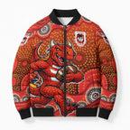 St. George Illawarra Dragons Bomber Puffer Jacket Aboriginal Dot Pattern - Rugby Mascot Heritage Pride