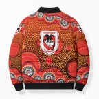 St. George Illawarra Dragons Bomber Puffer Jacket Aboriginal Dot Pattern - Rugby Mascot Heritage Pride