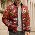 St. George Illawarra Dragons Bomber Puffer Jacket Aboriginal Dot Pattern - Rugby Mascot Heritage Pride