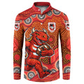St. George Illawarra Dragons Button Sweatshirt Aboriginal Dot Pattern - Rugby Mascot Heritage Pride