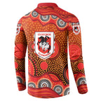St. George Illawarra Dragons Button Sweatshirt Aboriginal Dot Pattern - Rugby Mascot Heritage Pride