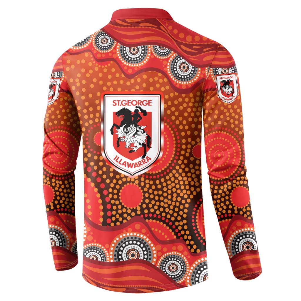 St. George Illawarra Dragons Button Sweatshirt Aboriginal Dot Pattern - Rugby Mascot Heritage Pride