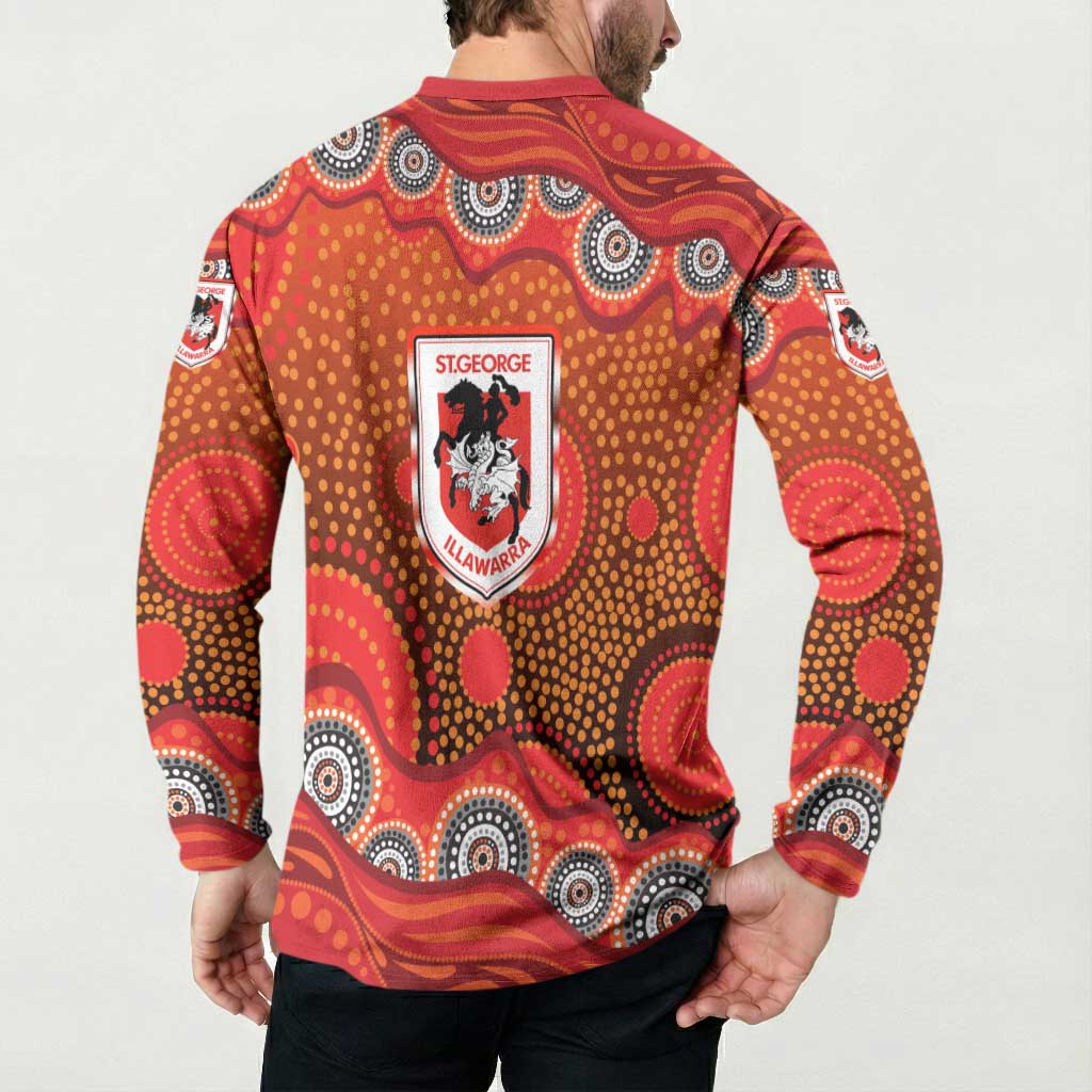 St. George Illawarra Dragons Button Sweatshirt Aboriginal Dot Pattern - Rugby Mascot Heritage Pride