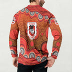 St. George Illawarra Dragons Button Sweatshirt Aboriginal Dot Pattern - Rugby Mascot Heritage Pride