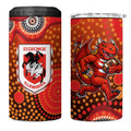 St. George Illawarra Dragons 4 in 1 Can Cooler Tumbler Aboriginal Dot Pattern - Rugby Mascot Heritage Pride