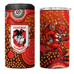 St. George Illawarra Dragons 4 in 1 Can Cooler Tumbler Aboriginal Dot Pattern - Rugby Mascot Heritage Pride
