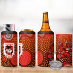 St. George Illawarra Dragons 4 in 1 Can Cooler Tumbler Aboriginal Dot Pattern - Rugby Mascot Heritage Pride