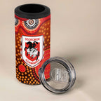 St. George Illawarra Dragons 4 in 1 Can Cooler Tumbler Aboriginal Dot Pattern - Rugby Mascot Heritage Pride