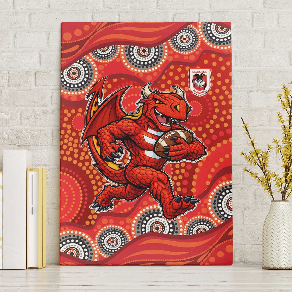 St. George Illawarra Dragons Canvas Wall Art Aboriginal Dot Pattern - Rugby Mascot Heritage Pride