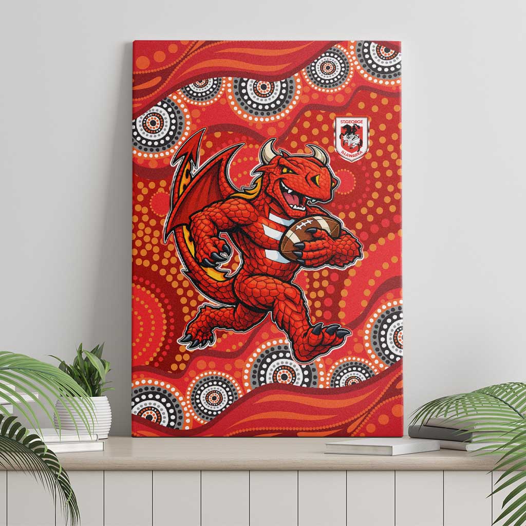 St. George Illawarra Dragons Canvas Wall Art Aboriginal Dot Pattern - Rugby Mascot Heritage Pride
