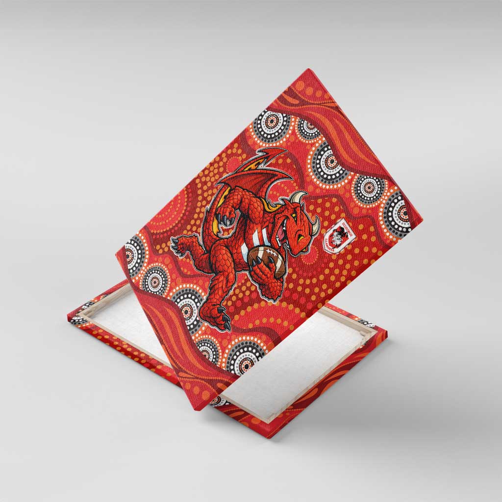St. George Illawarra Dragons Canvas Wall Art Aboriginal Dot Pattern - Rugby Mascot Heritage Pride