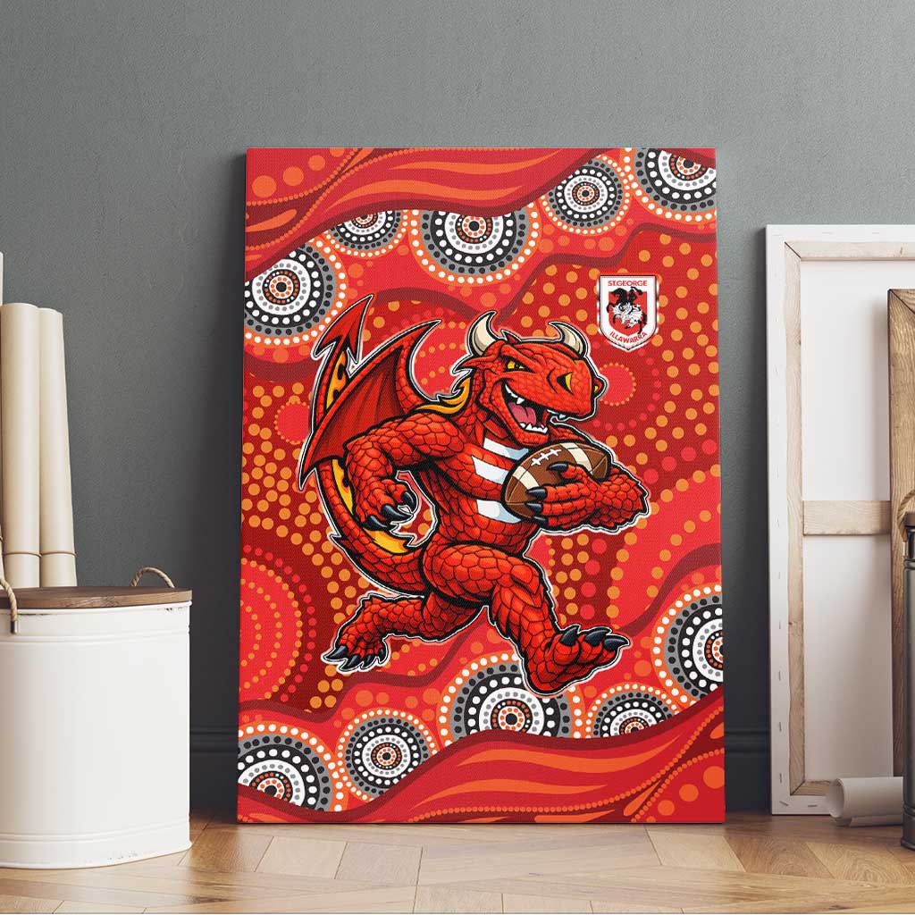 St. George Illawarra Dragons Canvas Wall Art Aboriginal Dot Pattern - Rugby Mascot Heritage Pride