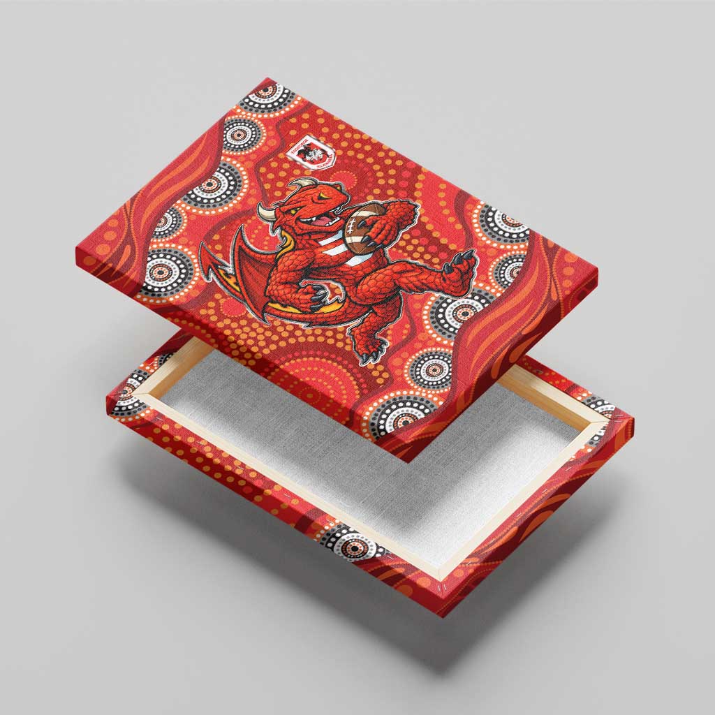 St. George Illawarra Dragons Canvas Wall Art Aboriginal Dot Pattern - Rugby Mascot Heritage Pride